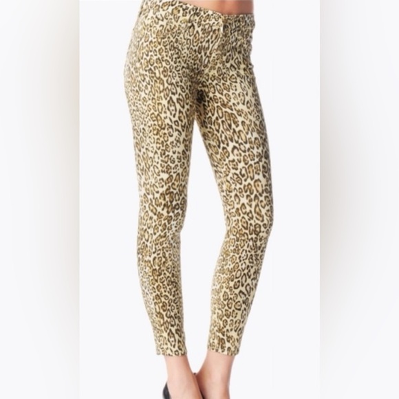7 For All Mankind Leopard Print Festival Stretch Cigarette Leg Jeans Sz 24 - Picture 1 of 12